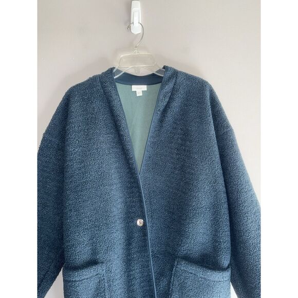 Pure J. Jill Fleece-Lined Boucle Cardigan Sweater Jacket Teddy Long Oversized XL - Picture 4 of 15